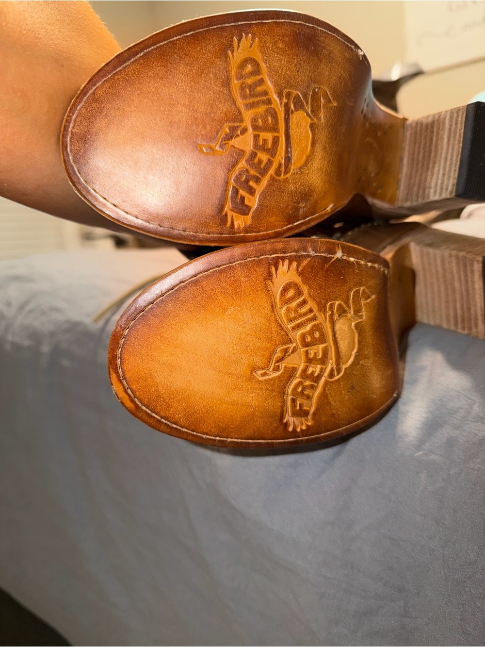 🔥🔥 Freebird by Steven - Brandy / Tan - LaceUp Block Heel Sandals - 7W - me -->😭😭 - Picture 4 of 4